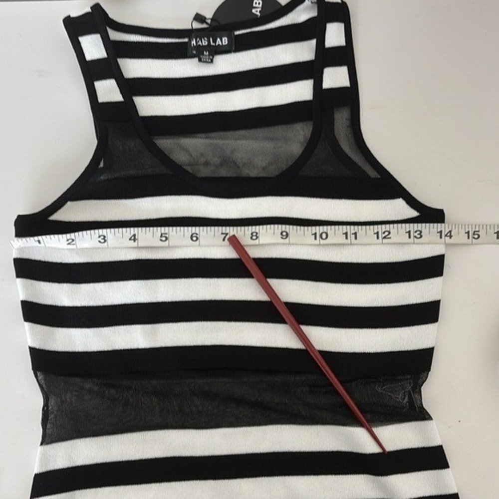 NWT Mesh Panel Dress M Y2K Black White Striped Bodycon Festival Streetwear Glam - Picture 9 of 16